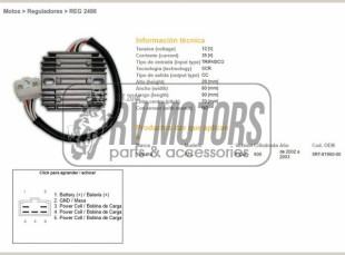 Регулятор напряжения YAMAHA FZS600 FAZER 02-03 DZE ELEKTRYKA 2486-01
