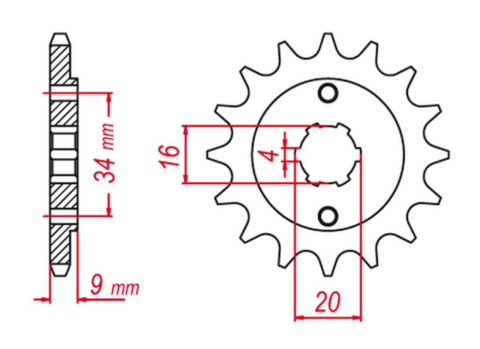 Приводная звезда YAMAHA YFS200 BLASTER '88-'06 (+2), TT-R230 '05-'20 (+2), DT200 L '85 (+2), HYOSUNG GT 250 '04-'15, GY 250 '04-'12 GROSSKOPF 206215G (JTF1554.15)