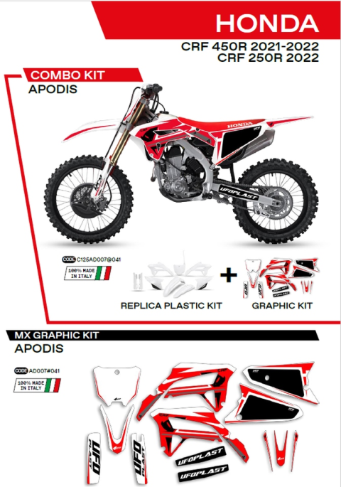 Комплект пластика  HONDA CRF 250R '22; CRF 450 '21-'22  UFO C125AD007041