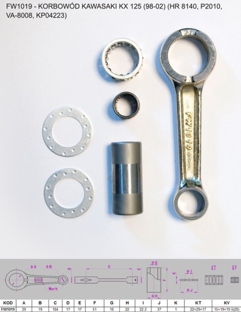 Шатун KAWASAKI KX 125 (KX125) '98-'02 FLYWAY FW1019