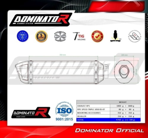 Прямоток Triumph SPEED TRIPLE 1050 2005 - 2010 DOMINATOR HP1 черный