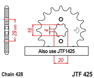 Приводная звезда SUZUKI TS 125R '90-'96, RV 125 '07-'15 JT JTF425.16