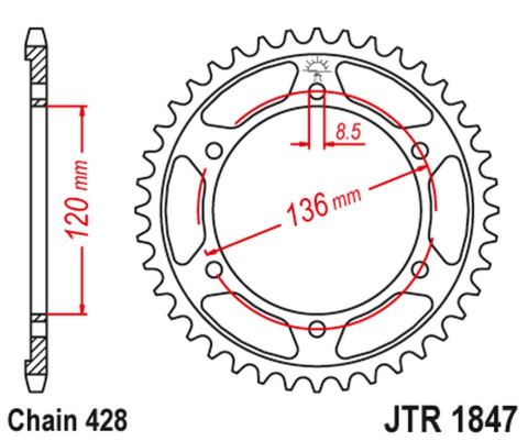 Приводная звезда YAMAHA TDR 125 '93-'99 JT JTR1847.47