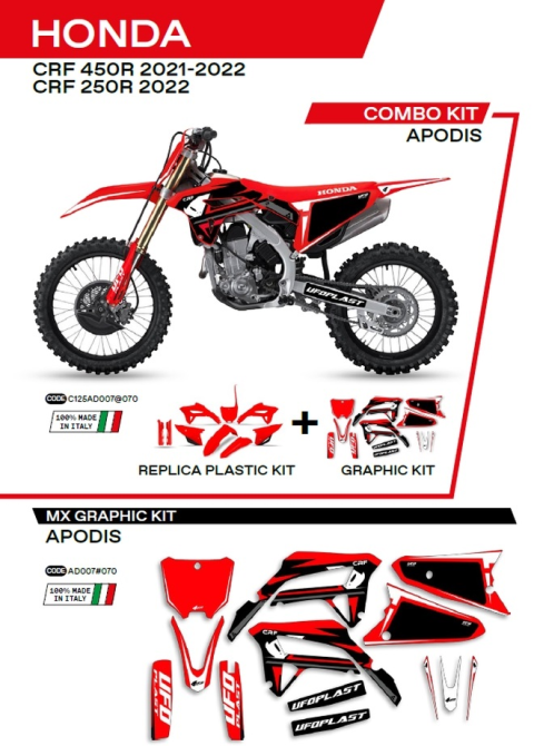 Комплект пластика  HONDA CRF 250R '22; CRF 450 '21-'22  UFO C125AD007070