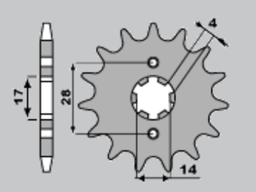 Приводная звезда YAMAHA DT50R, RIEJU 50, PEUGEOT 50, DEBI SENDA 50 CHT 440252K (JTR1131.52)