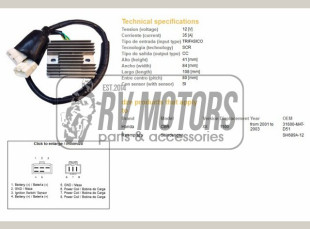 Регулятор напряжения HONDA CBR 1100 XX 1-03 DZE ELEKTRYKA 2488-01