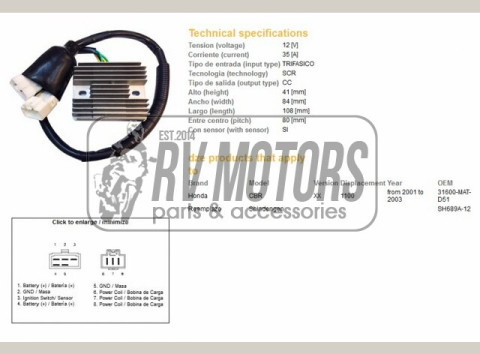 Регулятор напряжения HONDA CBR 1100 XX 1-03 DZE ELEKTRYKA 2488-01