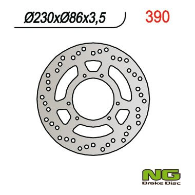 Гальмівний диск NG передній YAMAHA DT 125R, TT 350/600 (230X86X3,5) (6X6,5MM) NG390
