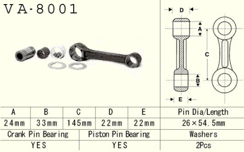 Шатун KAWASAKI KX 500 (KX500) '85-'04 VESRAH VA-8001