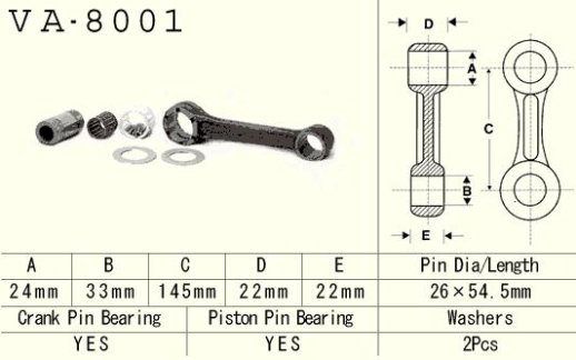 Шатун KAWASAKI KX 500 (KX500) '85-'04 VESRAH VA-8001