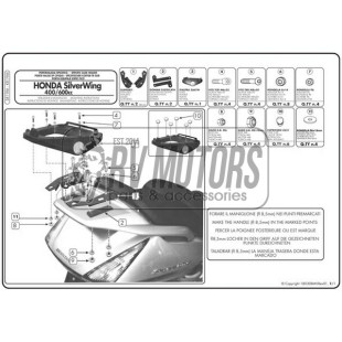 Крепления кофра KAPPA (с площадкой) Monolock Silver Wing 400 (06-09) / ABS (01-09) KR19M