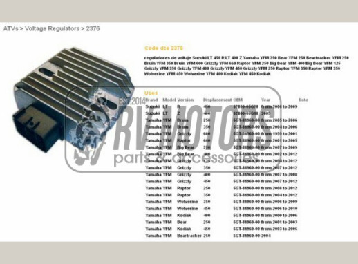 Регулятор напруги YAMAHA YFM 125/250/350/400/450/600/660, YFZ 350/450/660/700 (ESR441) (5GT-81960-00), SUZUKI LTR450 DZE ELEKTRYKA 23