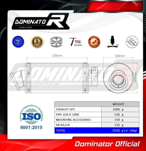 Прямоток Suzuki GSX-R 1000 2001-2004 DOMINATOR GP1