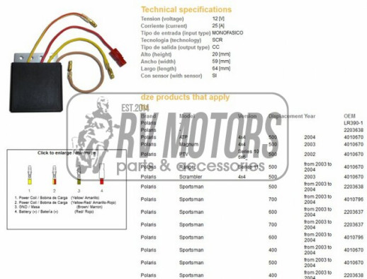 Регулятор напруги POLARIS 400/500/600/700 SPORTSMAN SCRAMBLER 03-04 DZE ELEKTRYKA 2451-01