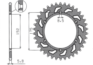 Приводная звезда YAMAHA TT600R '98-'03, TT600S '93-'95, YFZ 350 BANSHEE`89-06 SUNSTAR SUN1-3685-43 (JTR853.43)