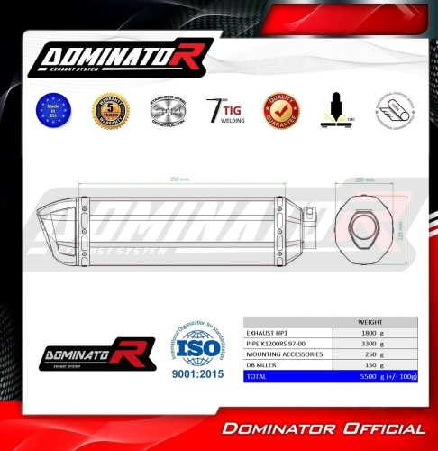 Полная система выхлопа BMW K1200RS 1997 - 2000 DOMINATOR HP1 черный