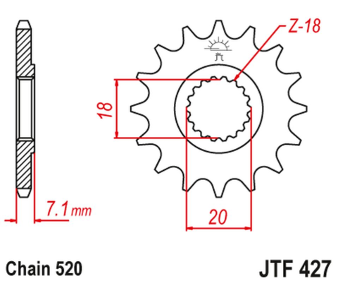Приводная звезда SUZUKI RM 125 '92-'07, RMZ 250 '10-'12 JT JTF427.11