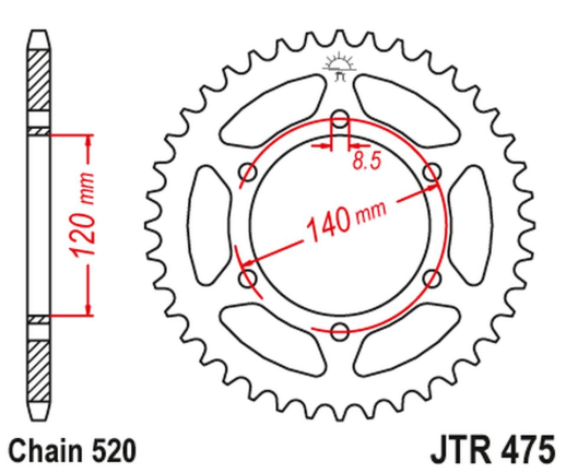 Приводная звезда KAWASAKI KL 250 '79-05', KV 250 '85-86' JT JTR475.42