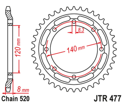 Приводная звезда KAWASAKI KLR 600 '84-90' JT JTR477.43