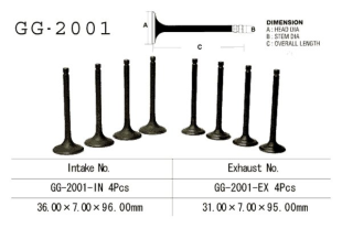 Клапан впускной YAMAHA XS1100S (78-79) VESRAH GG-2001-IN