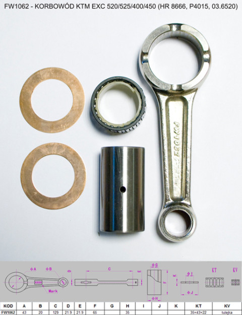 Шатун KTM (4T) EXC 520/525/450 FLYWAY FW1062