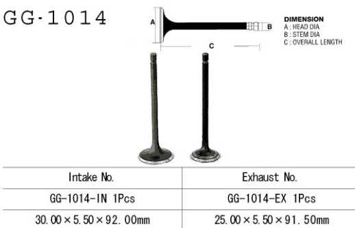 Клапан впускний HONDA ATC/TRX 200, XL 125S &#39;79-&#39;84 VESRAH GG-1014-IN