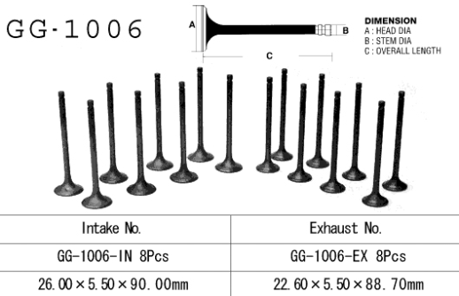 Клапан випускний HONDA CB 900F 79-83 (SC01, SC09), CB 1100F/R 82-85 VESRAH GG-1006-EX