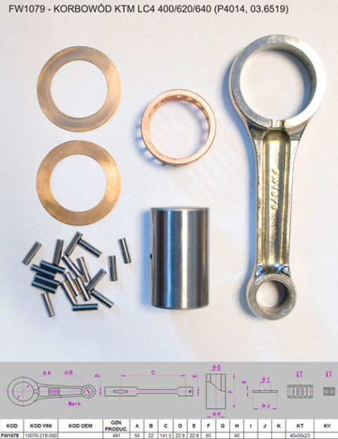 Шатун KTM (4T) LC4 400/620/640 FLYWAY FW1079