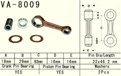 Шатун KAWASAKI KX 80 (KX80) '98-'17, KX 85 (KX85) '98-'17, KX100 (KX100) '98-'19 VESRAH VA-8009