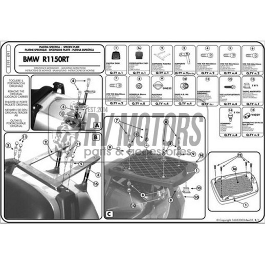 Кріплення кофра KAPPA (з майданчиком) BMW R 1150RT (02-04) K91