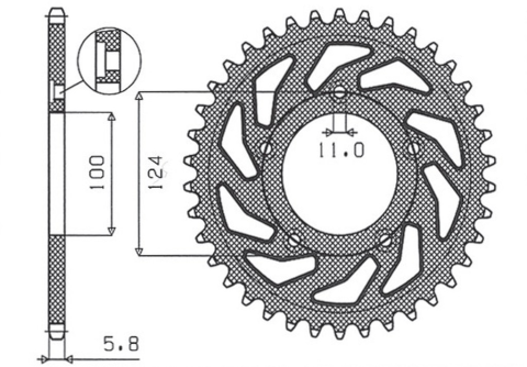 Приводная звезда  DUCATI MONSTER / ABS 821 '15- 20, PANIGALE 899 898 '14-15, SCRAMBLER ABS 800 '15-16 SUNSTAR SUN1-3437-46 (JTR746.46)