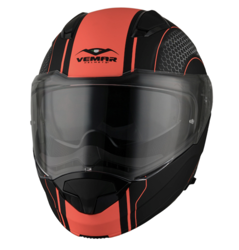 Шлем модуляр Vemar Sharki Hive Orange. Размер S.