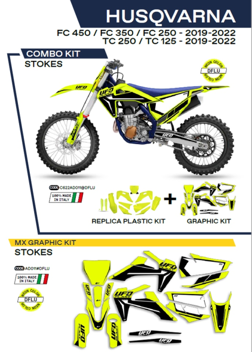 Комплект пластика  HUSQVARNA TC 125/250 '19-'22; FC 250/350/450 '19-'22  UFO C622AD011DFLU