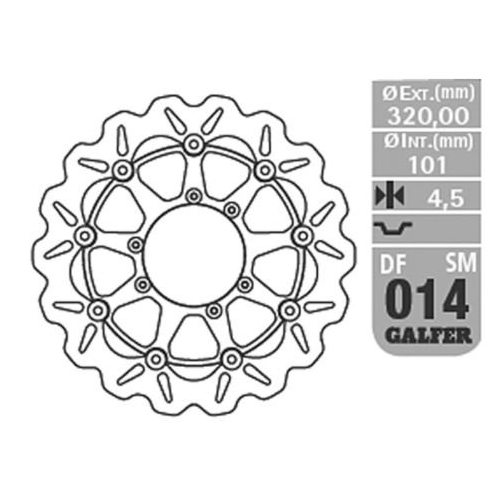 Гальмівний диск GALFER 320MM HONDA CR 125/250 &#39;95-07 CR 500 &#39;95-00 CRF 250/450 &#39;02- DF014SM