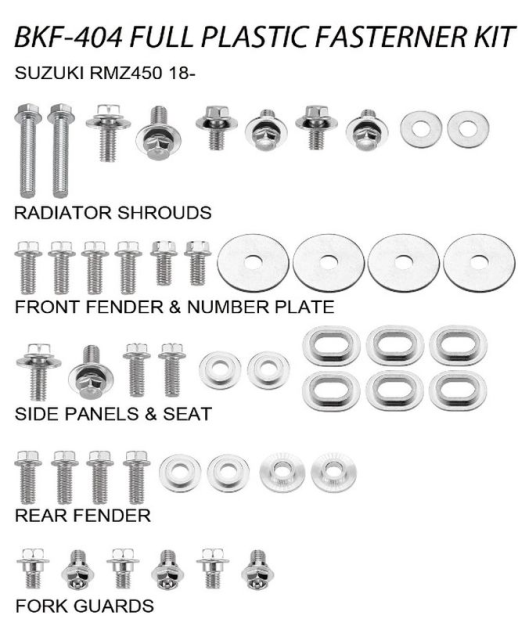 Комплект болтов пластика SUZUKI RMZ 450 '18-20 ACCEL BKF-404