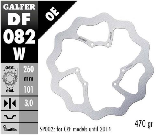 Тормозной диск HONDA CRF 250R/300R/450R/RX/L/RS '15- WAVE (260X101X3MM)  GALFER  DF082W 