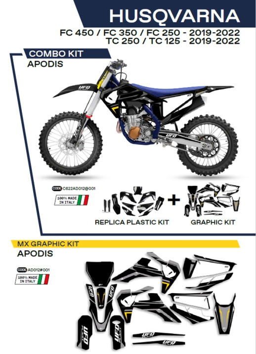 Комплект пластика  HUSQVARNA TC 125/250 '19-'22; FC 250/350/450 '19-'22  UFO C622AD012001