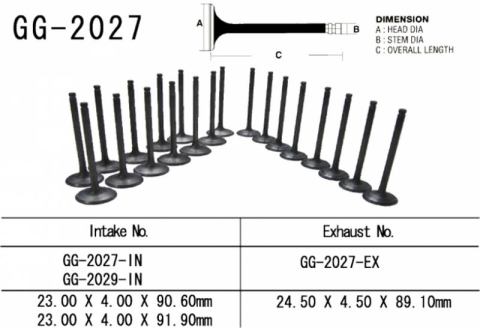 Клапан впускной YAMAHA YZF-R1 L,M,N,P,R R1 (99-03) VESRAH GG-2027-IN