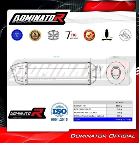 Прямоток BMW F650 CS 2002 - 2005 DOMINATOR HP1 черный