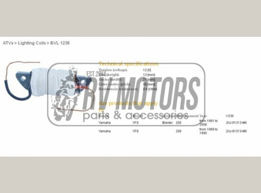 Обмотка статора YAMAHA YFS 200 BLASTER &#39;88-&#39;07 DZE ELEKTRYKA 1238-01