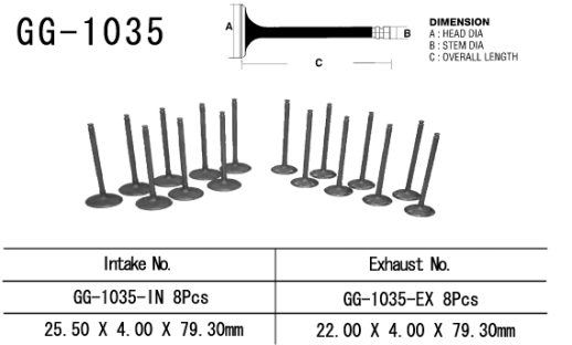 Клапан впускний HONDA CBR 600 F3 95-98, CB600F HORNET 00-17 VESRAH GG-1035-IN