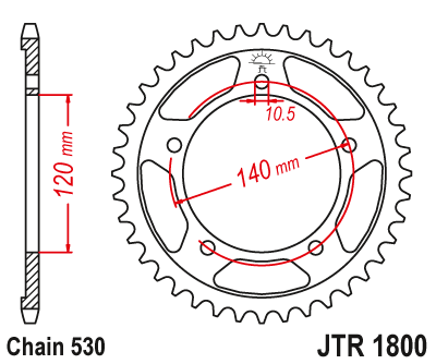 Приводная звезда JT JTR1800.40 (PBR 4409)
