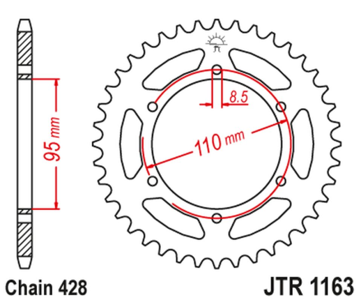 Приводная звезда CAGIVA 125 ELEFANT/STX ALETTA ROSSA '83-88' JT JTR1163.45