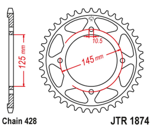 Приводная звезда YAMAHA XVS 125 DRAG STAR '00-04, XVS 250 DRAG STAR '01-04' JT JTR1874.59