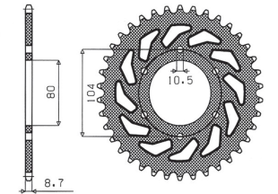 Приводная звезда KAWASAKI Z 750C '80-87, GPZ 1100 '81-85, GPZ 750 '83-89, GPZ 750 TURBO '82-87 SUNSTAR SUN1-6344-33