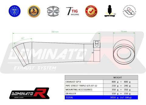 Прямоток DOMINATOR TRIUMPH STREET TRIPLE 675 GP 2 2007 - 2012 