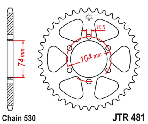 Приводная звезда KAWASAKI Z 400/550 '80-83', Z 650 '79', KH 500 '72-75' JT JTR481.42