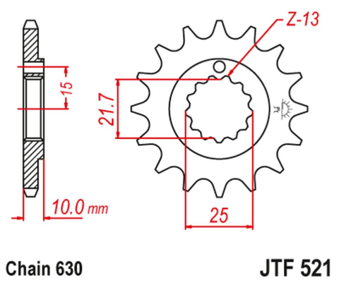 Приводная звезда KAWASAKI Z 900 A4 '76', Z 1000 '77-80' JT JTF521.15