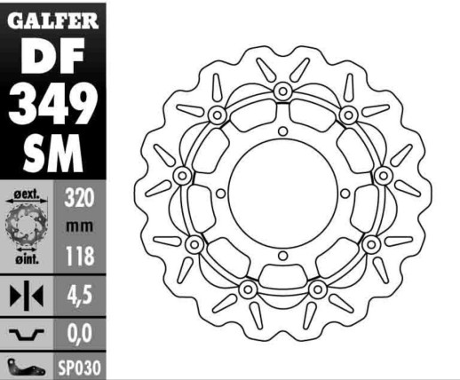 Гальмівний диск GALFER плаваючий 320MM SUZUKI RMZ 250 &#39;07- ,RMZ 450 &#39;05- DF349SM