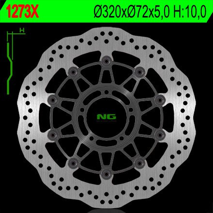 Тормозной диск NG передний DUCATI MONSTER 1100, DIAVEL 1200, MULTISTRADA 1200 (320X72X5) NG1273X